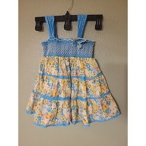 Baby Nay Girls 3T Dress Butterfly Floral Smocking Sleeveless Cotton Made In USA